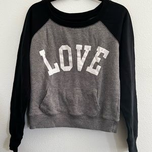 Green Sleeved black and grey raglan style LOVE sweatshirt